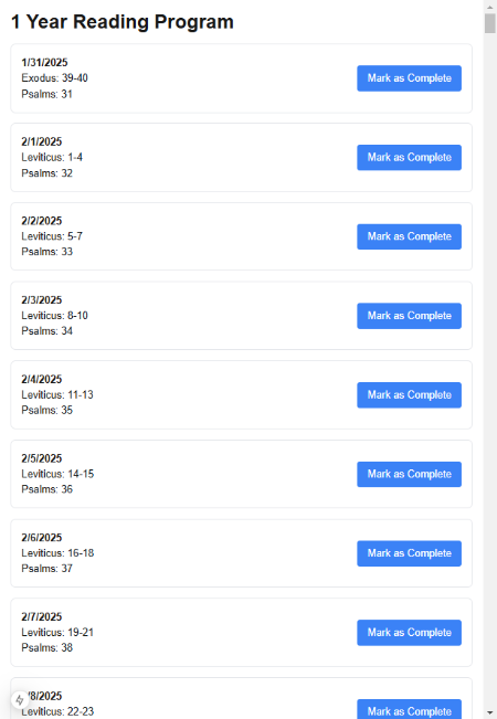 Bible Reading Tracker